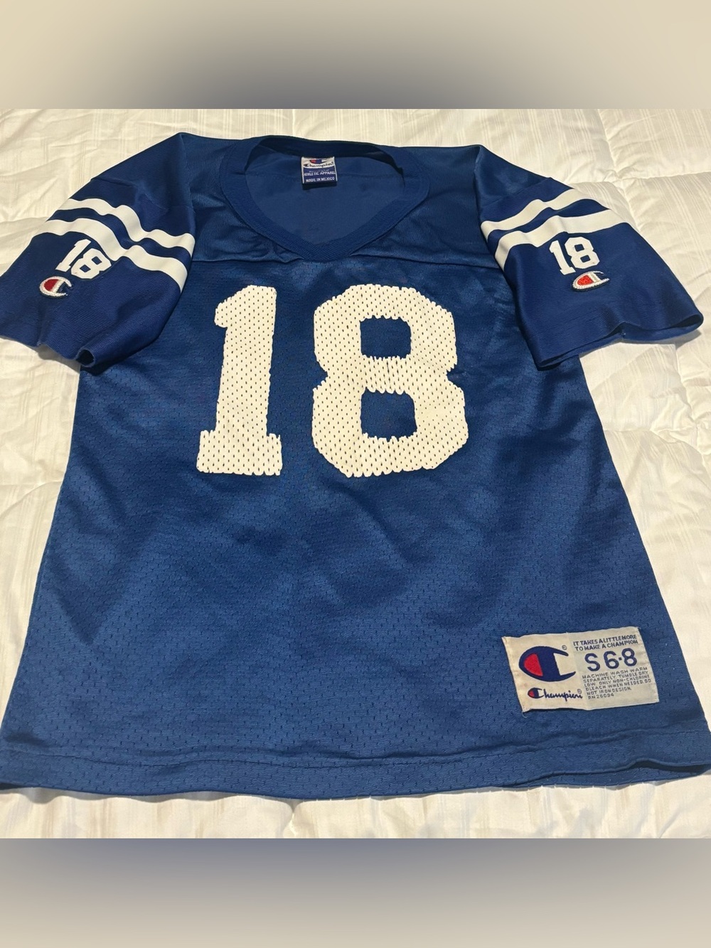 Vintage Champion Peyton Manning Indianapolis Colts #18 NFL Football Jersey S 6-8